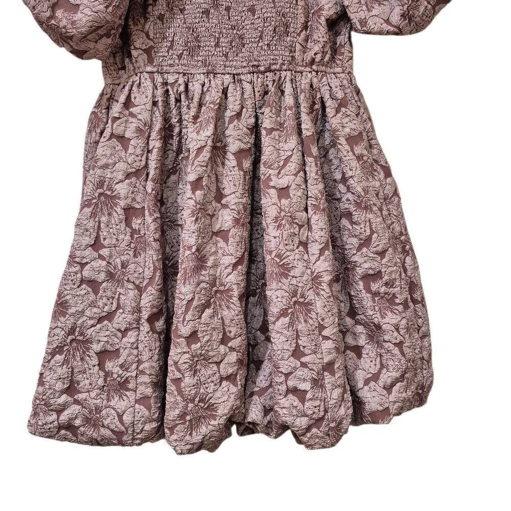 Bohme Women's Mauve Purple Poppies Jacquard Lined Bubble Mini Dress EUC - Picture 6 of 11